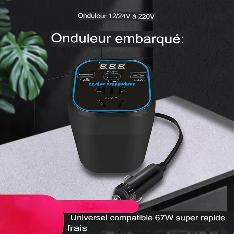 🔌🚗 Car Power+ 220V – La prise électrique dans votre voiture  USB & Type-C + écran digital ⚡